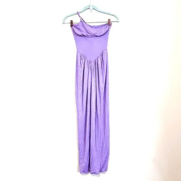 Natalie Rolt Violetta Milkmade Dress Size 0 Purple Bamboo One Shoulder Stretch